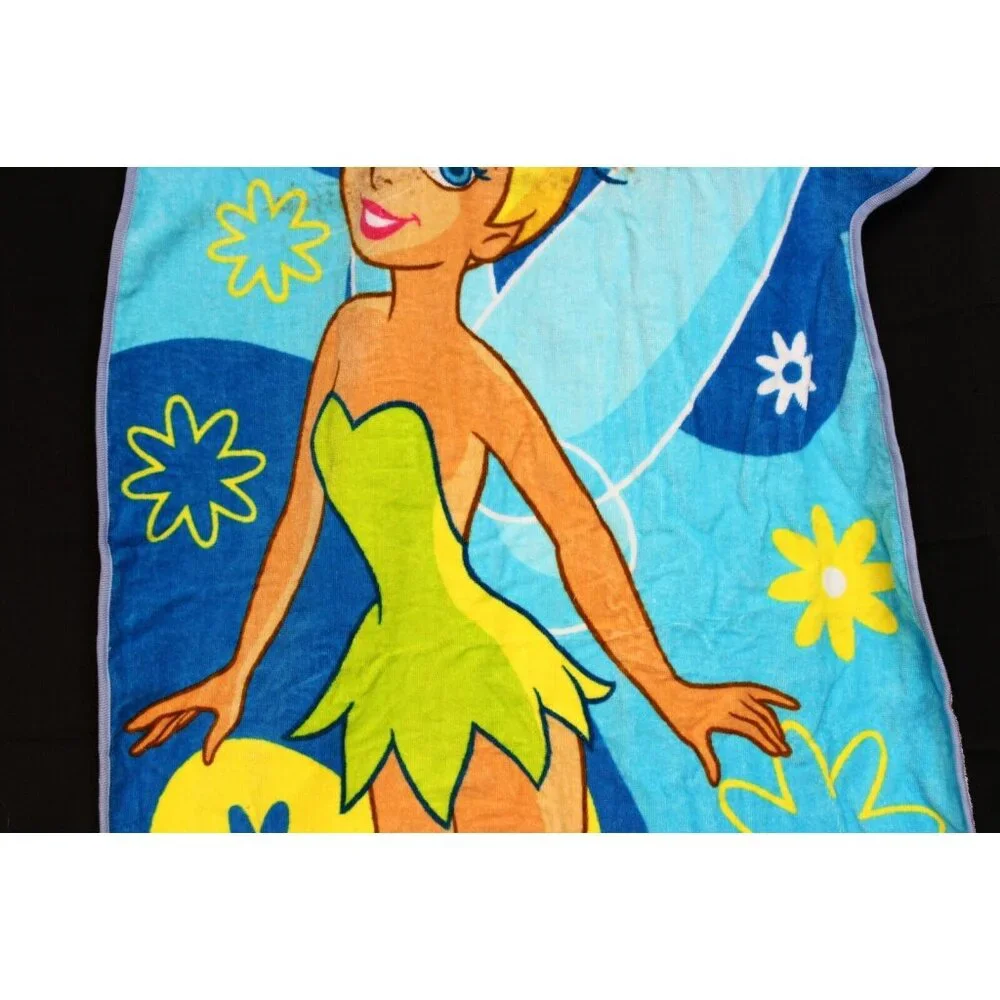 Disney Store Tinkerbell Beach Towel Fun Shape Early 2000s Tink Blue Retro 60s